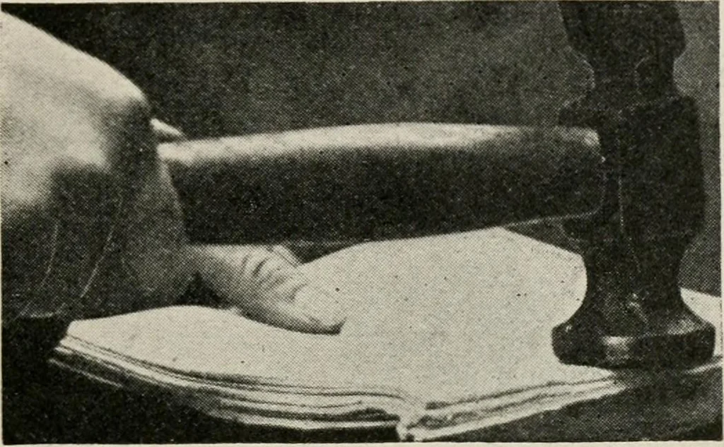 An illustration from Practical bookbinding : a text-book intended for those who take up the art of bookbinding, and designed to give sufficient help to enable handy persons to bind their books and periodicals, 1908, leaf 22
