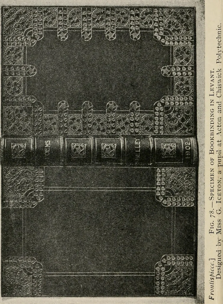 An illustration from Practical bookbinding : a text-book intended for those who take up the art of bookbinding, and designed to give sufficient help to enable handy persons to bind their books and periodicals, 1908, leaf 7