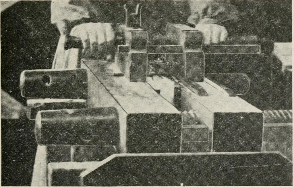 An illustration from Practical bookbinding : a text-book intended for those who take up the art of bookbinding, and designed to give sufficient help to enable handy persons to bind their books and periodicals, 1908, leaf 72