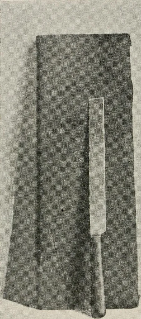 An illustration from Practical bookbinding : a text-book intended for those who take up the art of bookbinding, and designed to give sufficient help to enable handy persons to bind their books and periodicals, 1908, leaf 81