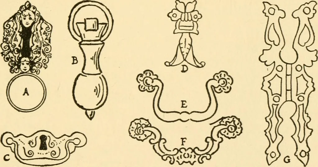 An illustration from The practical book of period furniture, treating of furniture of the English, American colonial and post-colonial and principal French periods, 1914, leaf 140