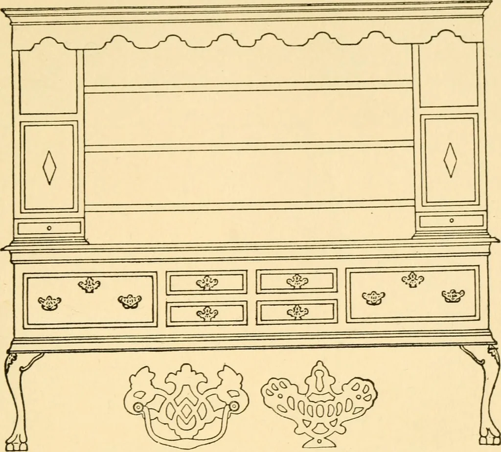 An illustration from The practical book of period furniture, treating of furniture of the English, American colonial and post-colonial and principal French periods, 1914, leaf 172