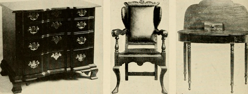 An illustration from The practical book of period furniture, treating of furniture of the English, American colonial and post-colonial and principal French periods, 1914, leaf 43