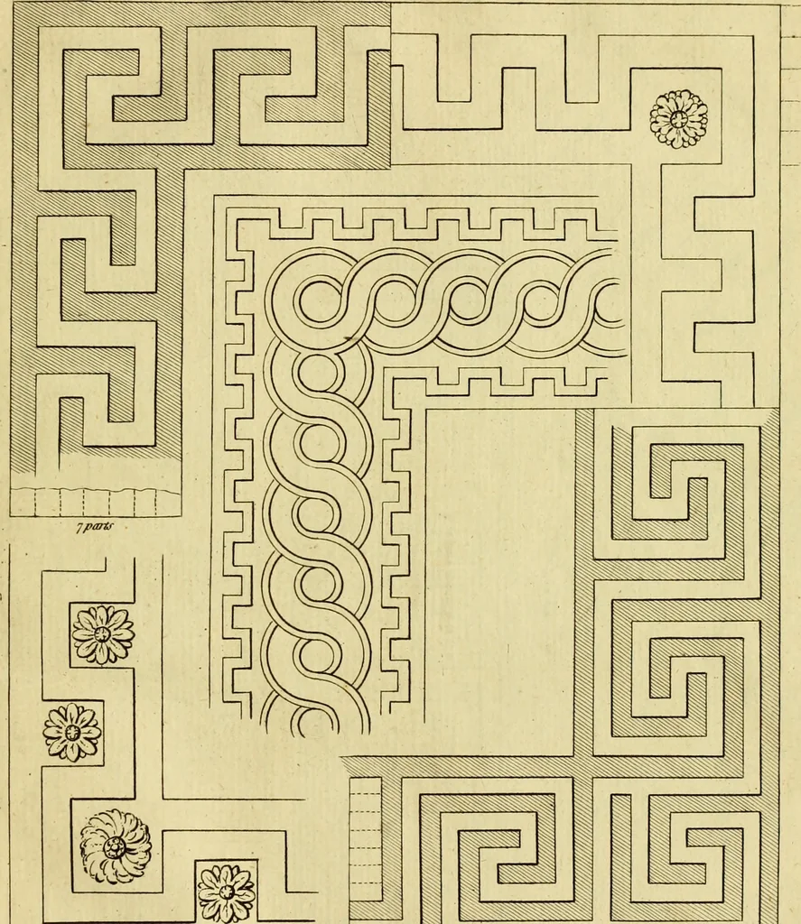 An illustration from Practical builder, or, Workman's general assistant, shewing the most approved and easy methods for drawing and working the whole or separate part of any building ... rules of carpentry ... the proportion of the five orders ... with plans and elevations of gentlemens and farm-houses, yards, barns,, 1774, leaf 144