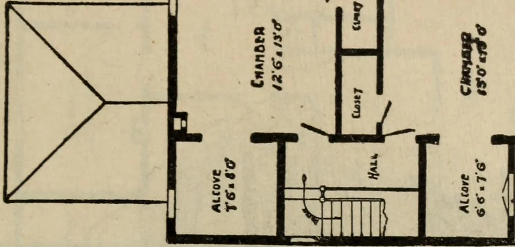 An illustration from Practical bungalows and cottages for town and country, perspective views and floor plans for three hundred low and medium priced houses and bungalows .., 1916, leaf 116