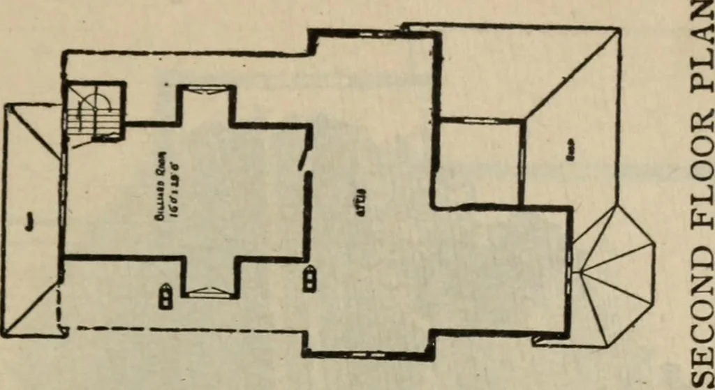 An illustration from Practical bungalows and cottages for town and country, perspective views and floor plans for three hundred low and medium priced houses and bungalows .., 1916, leaf 134