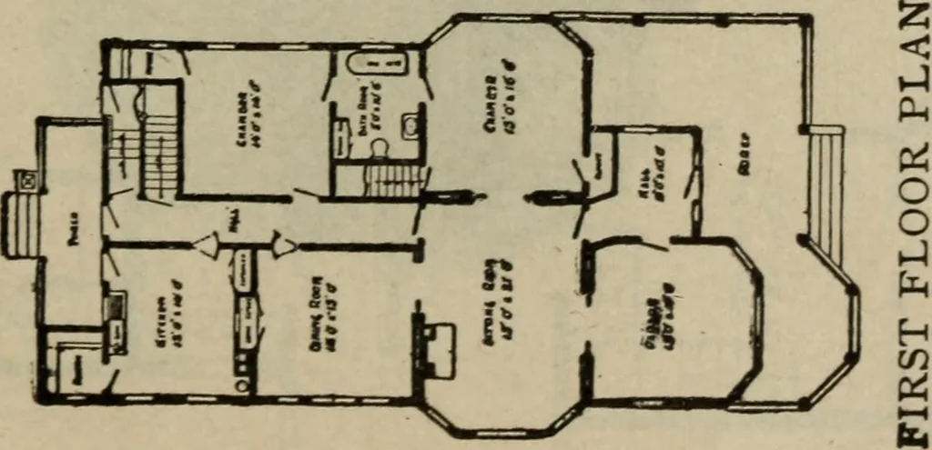 An illustration from Practical bungalows and cottages for town and country, perspective views and floor plans for three hundred low and medium priced houses and bungalows .., 1916, leaf 134