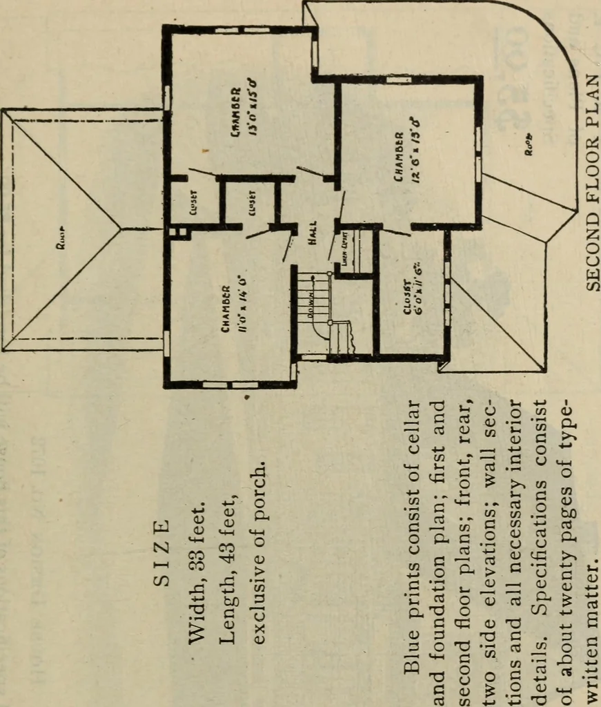 An illustration from Practical bungalows and cottages for town and country, perspective views and floor plans for three hundred low and medium priced houses and bungalows .., 1916, leaf 136