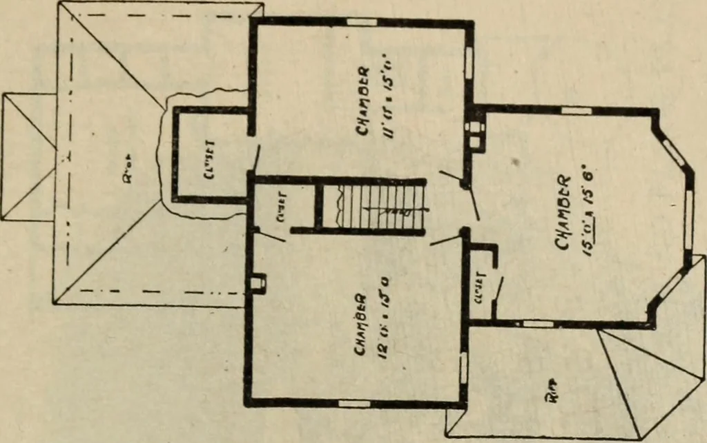 An illustration from Practical bungalows and cottages for town and country, perspective views and floor plans for three hundred low and medium priced houses and bungalows .., 1916, leaf 154