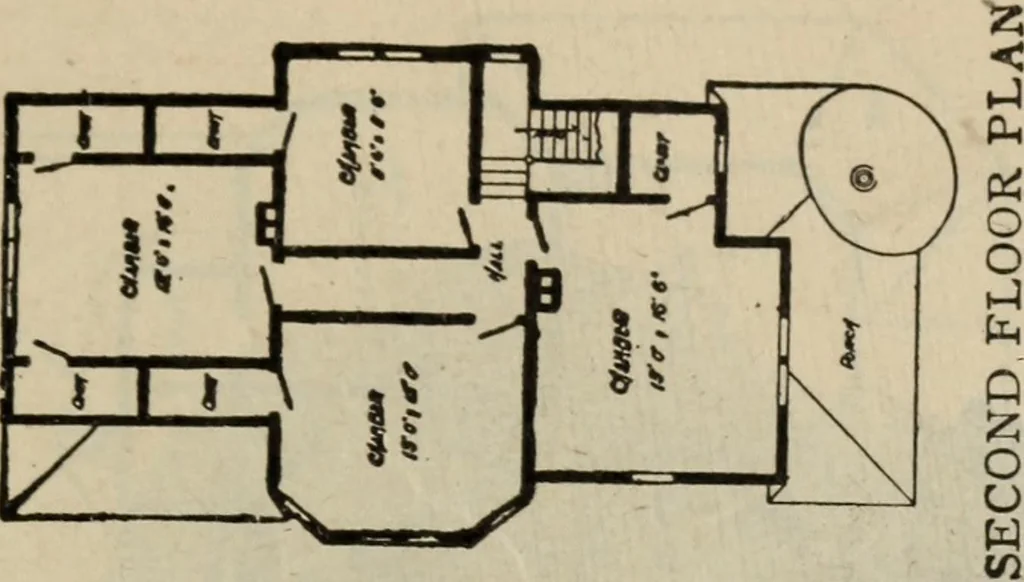 An illustration from Practical bungalows and cottages for town and country, perspective views and floor plans for three hundred low and medium priced houses and bungalows .., 1916, leaf 156