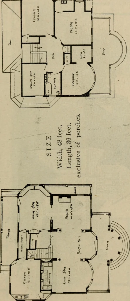 An illustration from Practical bungalows and cottages for town and country, perspective views and floor plans for three hundred low and medium priced houses and bungalows .., 1916, leaf 172
