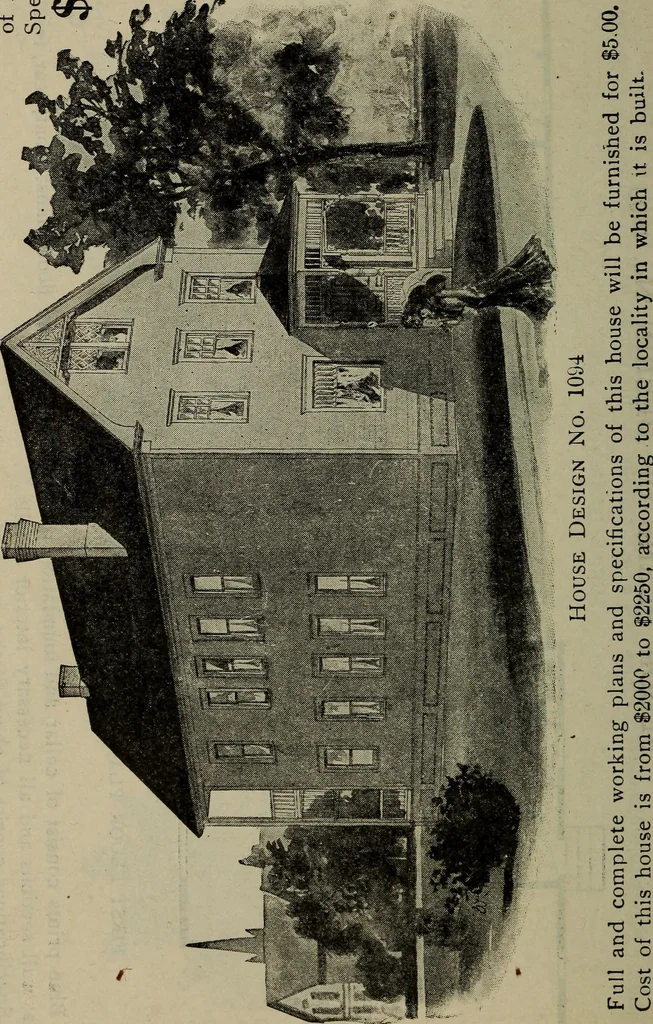 An illustration from Practical bungalows and cottages for town and country, perspective views and floor plans for three hundred low and medium priced houses and bungalows .., 1916, leaf 177