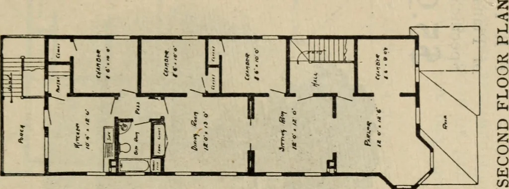 An illustration from Practical bungalows and cottages for town and country, perspective views and floor plans for three hundred low and medium priced houses and bungalows .., 1916, leaf 192