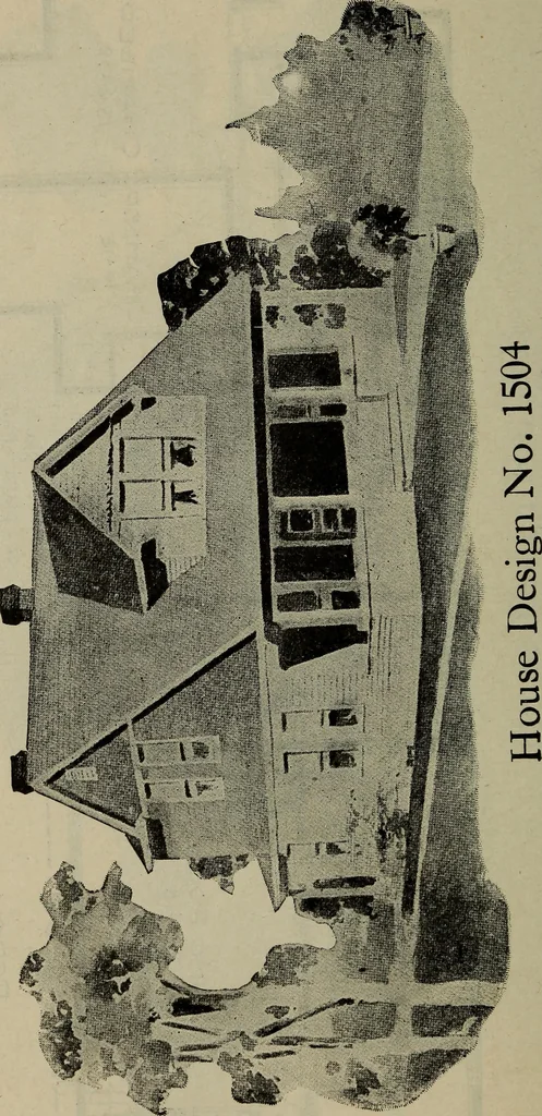An illustration from Practical bungalows and cottages for town and country, perspective views and floor plans for three hundred low and medium priced houses and bungalows .., 1916, leaf 215