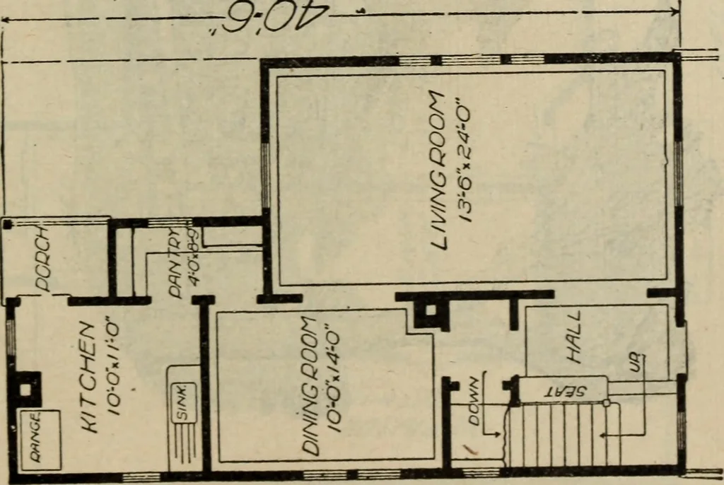 An illustration from Practical bungalows and cottages for town and country, perspective views and floor plans for three hundred low and medium priced houses and bungalows .., 1916, leaf 248
