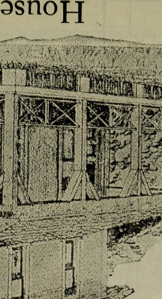 An illustration from Practical bungalows and cottages for town and country, perspective views and floor plans for three hundred low and medium priced houses and bungalows .., 1916, leaf 249