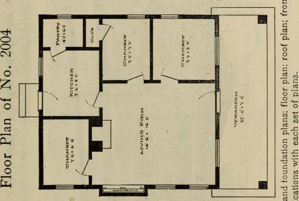 An illustration from Practical bungalows and cottages for town and country, perspective views and floor plans for three hundred low and medium priced houses and bungalows .., 1916, leaf 266
