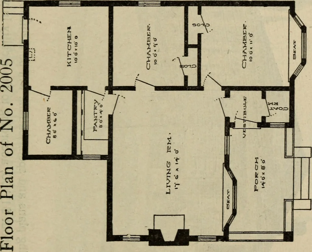 An illustration from Practical bungalows and cottages for town and country, perspective views and floor plans for three hundred low and medium priced houses and bungalows .., 1916, leaf 268