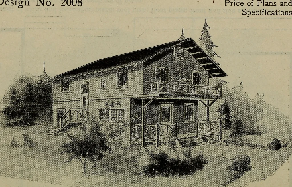 An illustration from Practical bungalows and cottages for town and country, perspective views and floor plans for three hundred low and medium priced houses and bungalows .., 1916, leaf 273