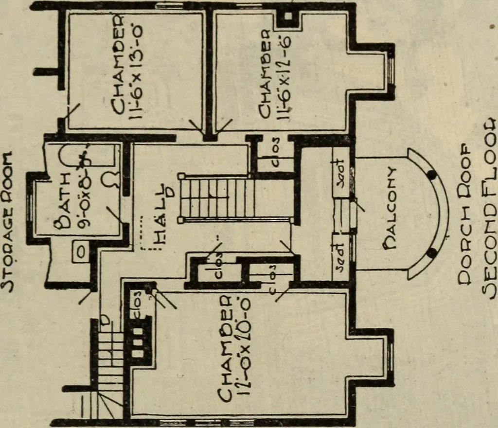 An illustration from Practical bungalows and cottages for town and country, perspective views and floor plans for three hundred low and medium priced houses and bungalows .., 1916, leaf 298
