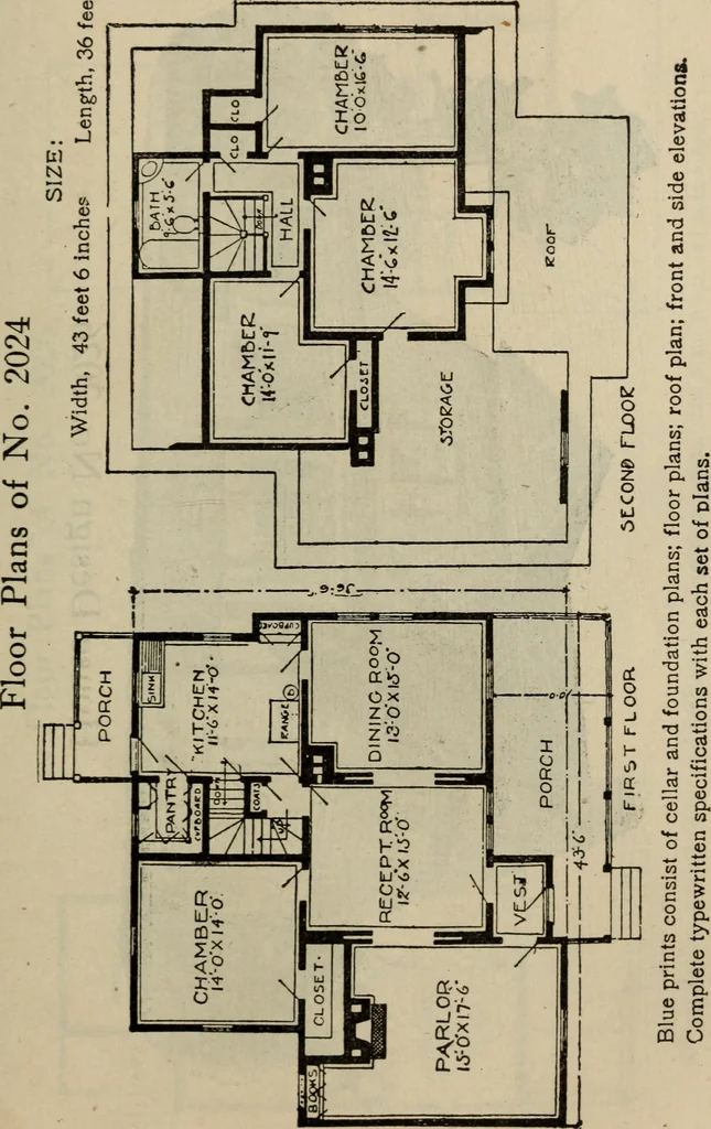 An illustration from Practical bungalows and cottages for town and country, perspective views and floor plans for three hundred low and medium priced houses and bungalows .., 1916, leaf 306