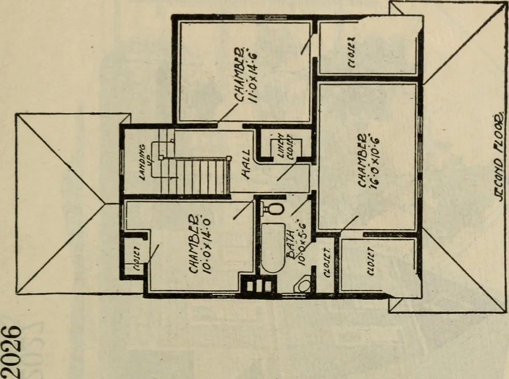 An illustration from Practical bungalows and cottages for town and country, perspective views and floor plans for three hundred low and medium priced houses and bungalows .., 1916, leaf 308