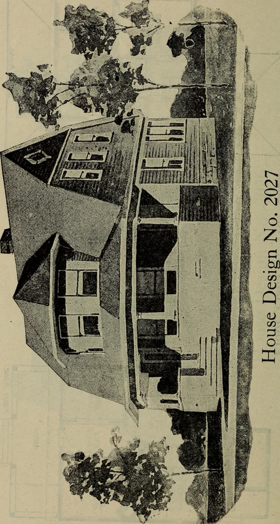 An illustration from Practical bungalows and cottages for town and country, perspective views and floor plans for three hundred low and medium priced houses and bungalows .., 1916, leaf 309