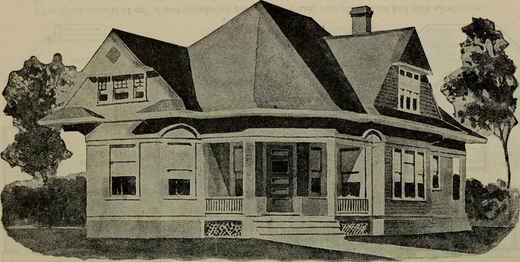 An illustration from Practical bungalows and cottages for town and country, perspective views and floor plans for three hundred low and medium priced houses and bungalows .., 1916, leaf 311