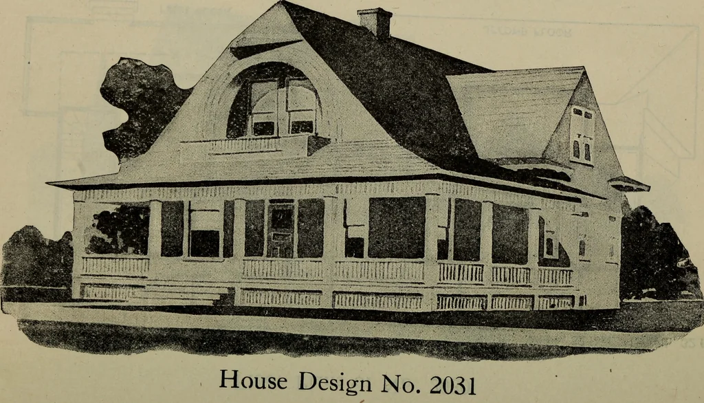 An illustration from Practical bungalows and cottages for town and country, perspective views and floor plans for three hundred low and medium priced houses and bungalows .., 1916, leaf 315