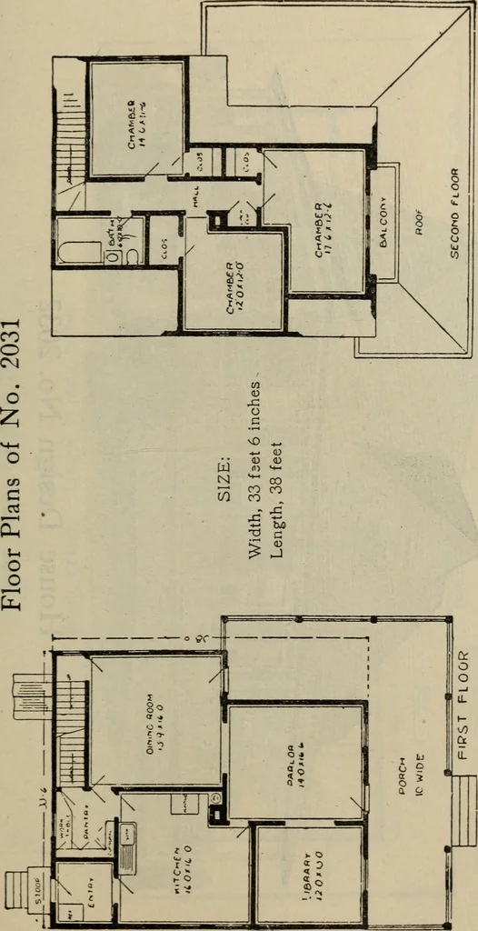 An illustration from Practical bungalows and cottages for town and country, perspective views and floor plans for three hundred low and medium priced houses and bungalows .., 1916, leaf 316
