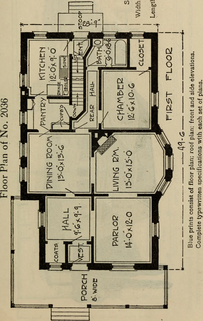 An illustration from Practical bungalows and cottages for town and country, perspective views and floor plans for three hundred low and medium priced houses and bungalows .., 1916, leaf 326