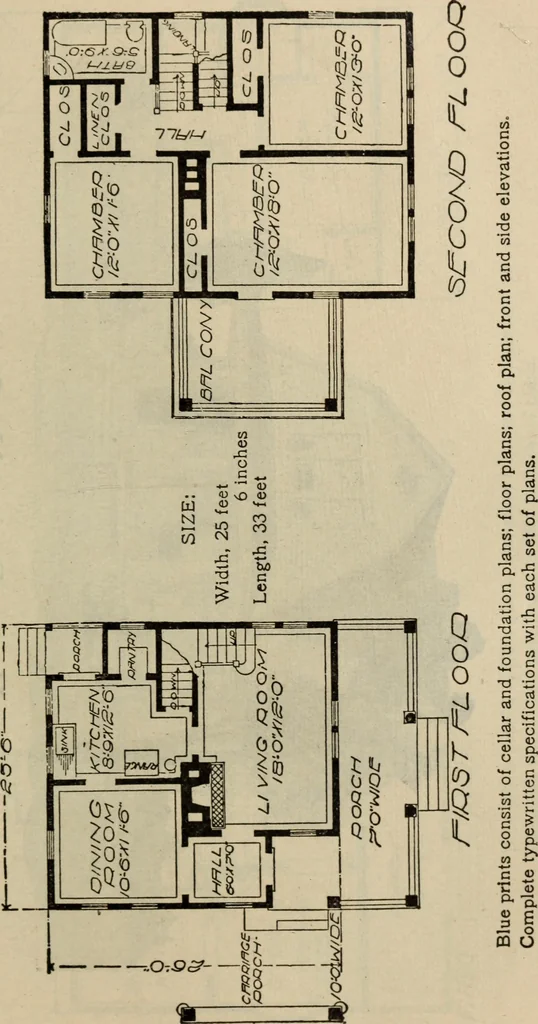 An illustration from Practical bungalows and cottages for town and country, perspective views and floor plans for three hundred low and medium priced houses and bungalows .., 1916, leaf 332