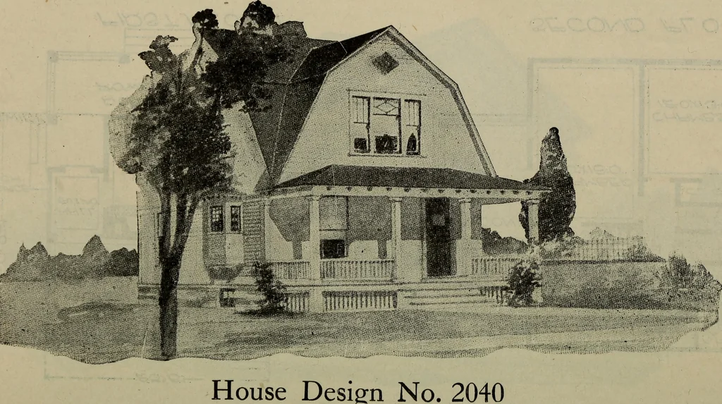 An illustration from Practical bungalows and cottages for town and country, perspective views and floor plans for three hundred low and medium priced houses and bungalows .., 1916, leaf 333