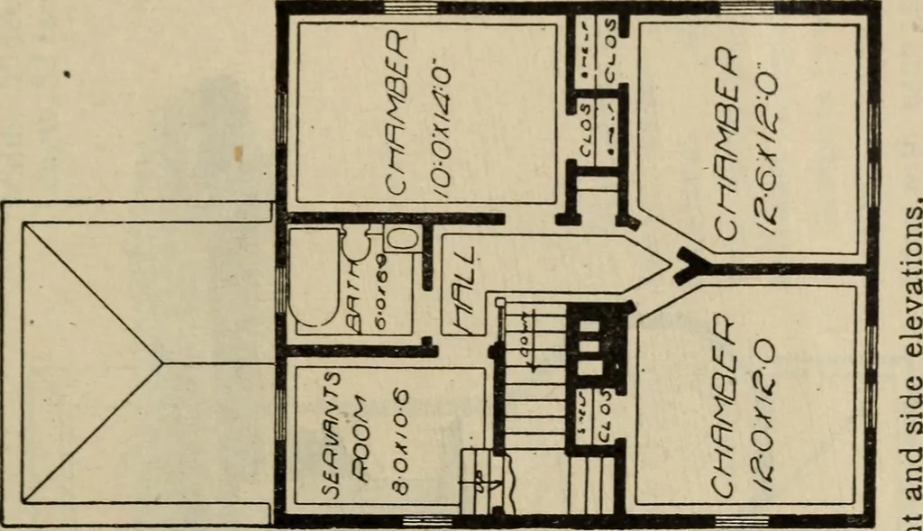 An illustration from Practical bungalows and cottages for town and country, perspective views and floor plans for three hundred low and medium priced houses and bungalows .., 1916, leaf 348