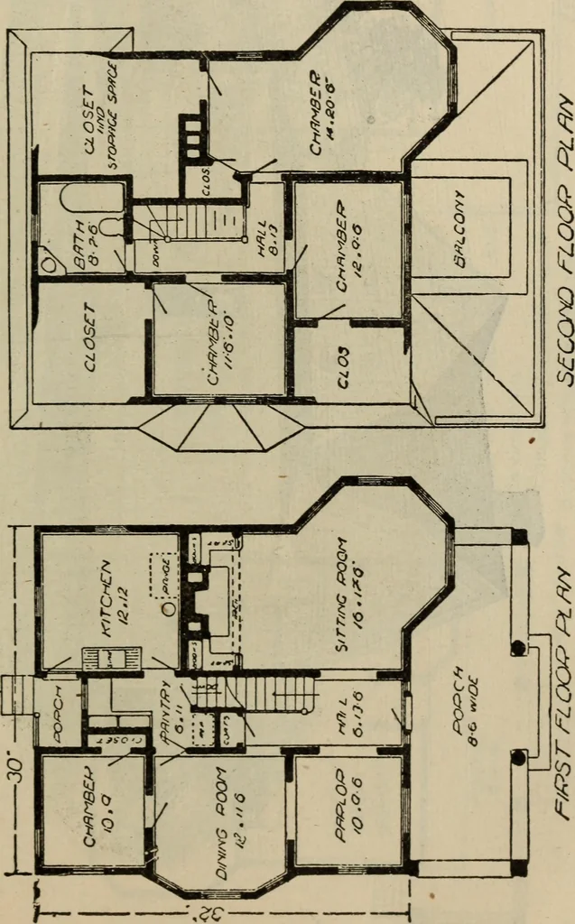 An illustration from Practical bungalows and cottages for town and country, perspective views and floor plans for three hundred low and medium priced houses and bungalows .., 1916, leaf 350
