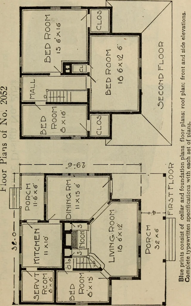 An illustration from Practical bungalows and cottages for town and country, perspective views and floor plans for three hundred low and medium priced houses and bungalows .., 1916, leaf 358