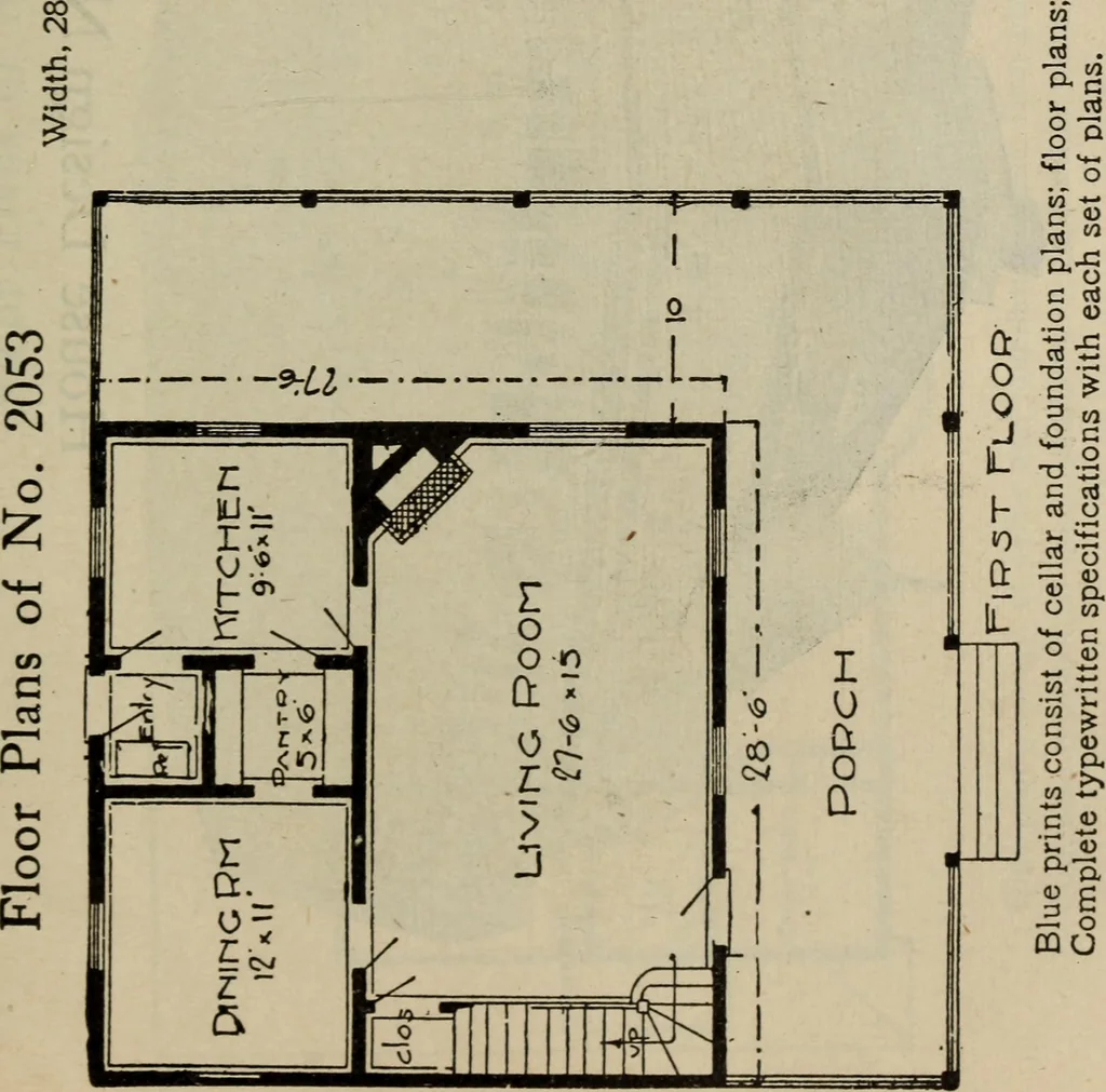 An illustration from Practical bungalows and cottages for town and country, perspective views and floor plans for three hundred low and medium priced houses and bungalows .., 1916, leaf 360