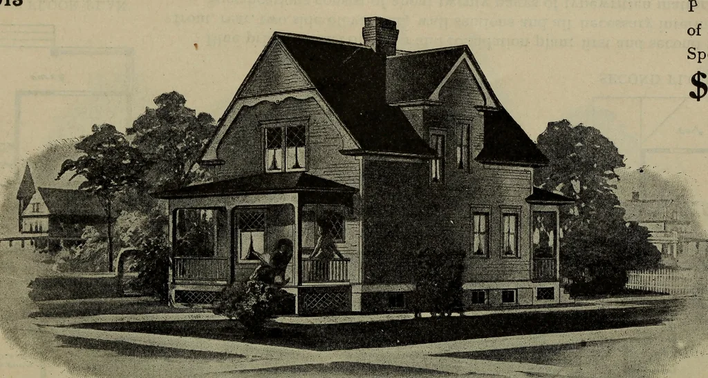 An illustration from Practical bungalows and cottages for town and country, perspective views and floor plans for three hundred low and medium priced houses and bungalows .., 1916, leaf 37