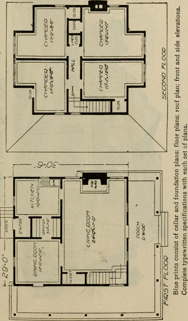 An illustration from Practical bungalows and cottages for town and country, perspective views and floor plans for three hundred low and medium priced houses and bungalows .., 1916, leaf 372