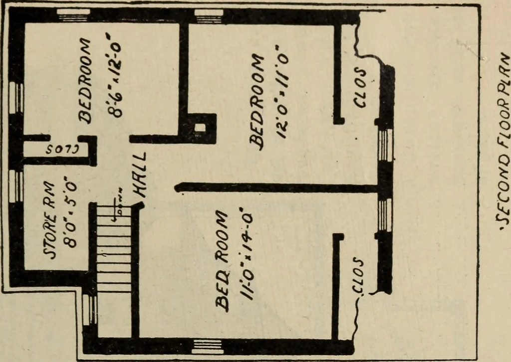 An illustration from Practical bungalows and cottages for town and country, perspective views and floor plans for three hundred low and medium priced houses and bungalows .., 1916, leaf 376