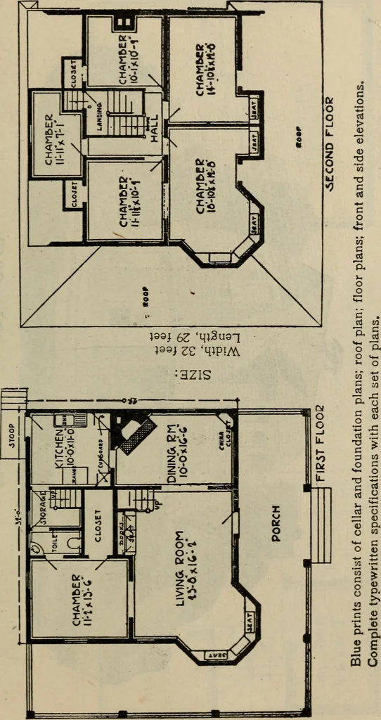 An illustration from Practical bungalows and cottages for town and country, perspective views and floor plans for three hundred low and medium priced houses and bungalows .., 1916, leaf 384