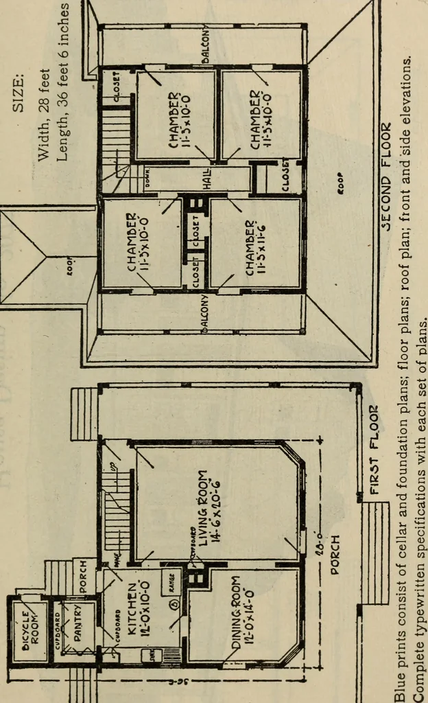 An illustration from Practical bungalows and cottages for town and country, perspective views and floor plans for three hundred low and medium priced houses and bungalows .., 1916, leaf 394