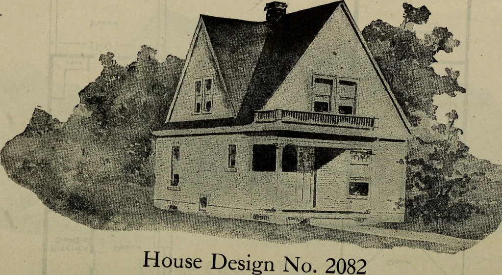 An illustration from Practical bungalows and cottages for town and country, perspective views and floor plans for three hundred low and medium priced houses and bungalows .., 1916, leaf 407