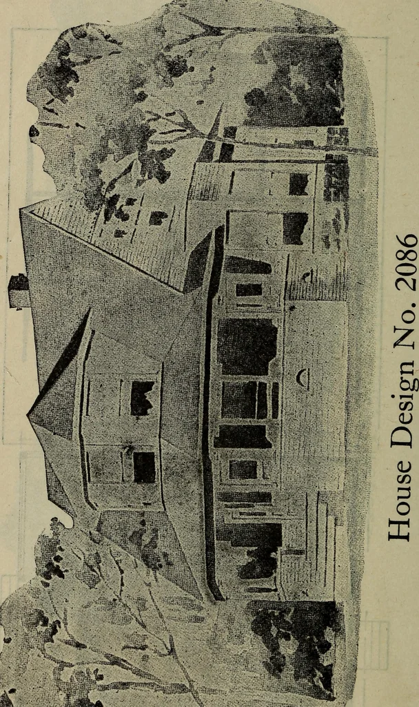 An illustration from Practical bungalows and cottages for town and country, perspective views and floor plans for three hundred low and medium priced houses and bungalows .., 1916, leaf 415
