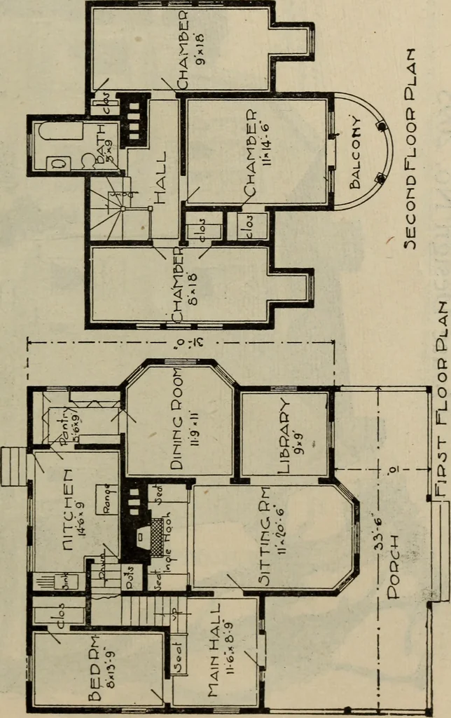 An illustration from Practical bungalows and cottages for town and country, perspective views and floor plans for three hundred low and medium priced houses and bungalows .., 1916, leaf 428