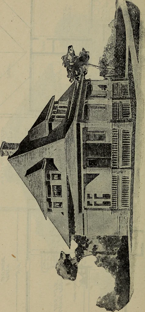 An illustration from Practical bungalows and cottages for town and country, perspective views and floor plans for three hundred low and medium priced houses and bungalows .., 1916, leaf 453