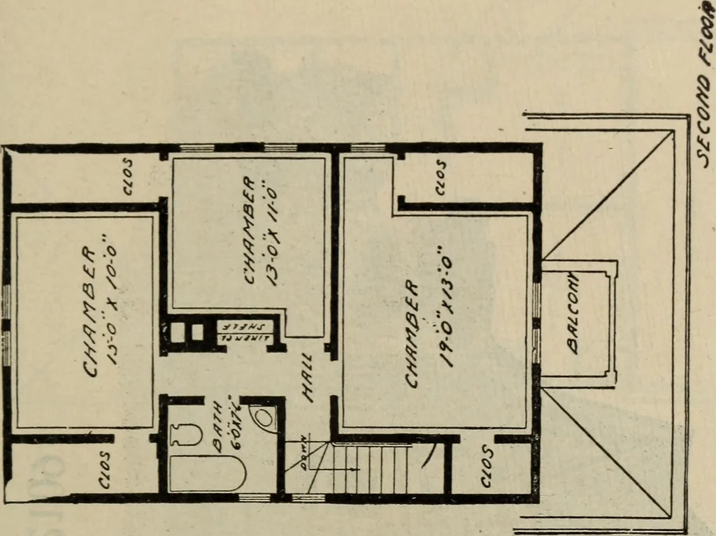 An illustration from Practical bungalows and cottages for town and country, perspective views and floor plans for three hundred low and medium priced houses and bungalows .., 1916, leaf 458