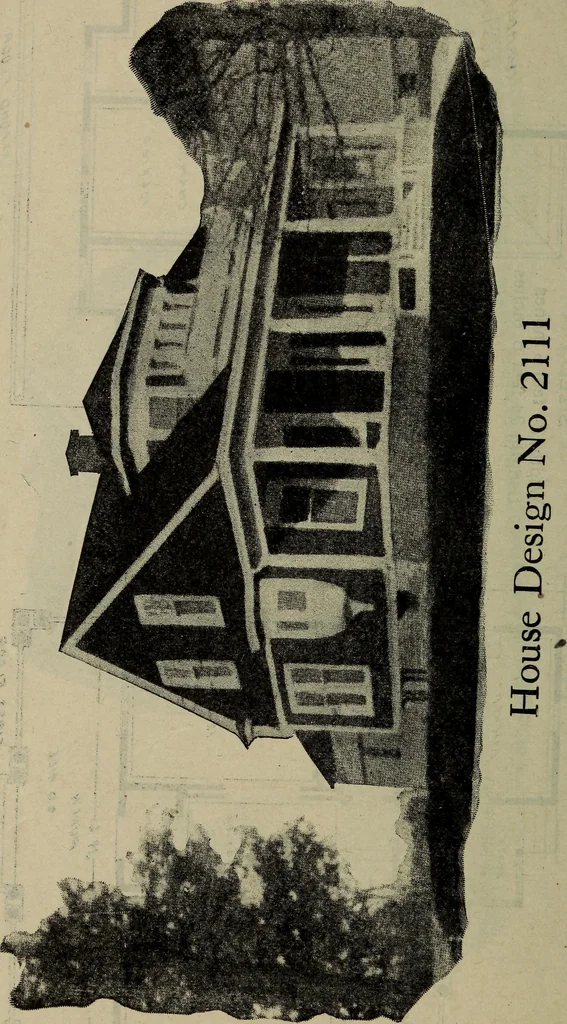 An illustration from Practical bungalows and cottages for town and country, perspective views and floor plans for three hundred low and medium priced houses and bungalows .., 1916, leaf 463