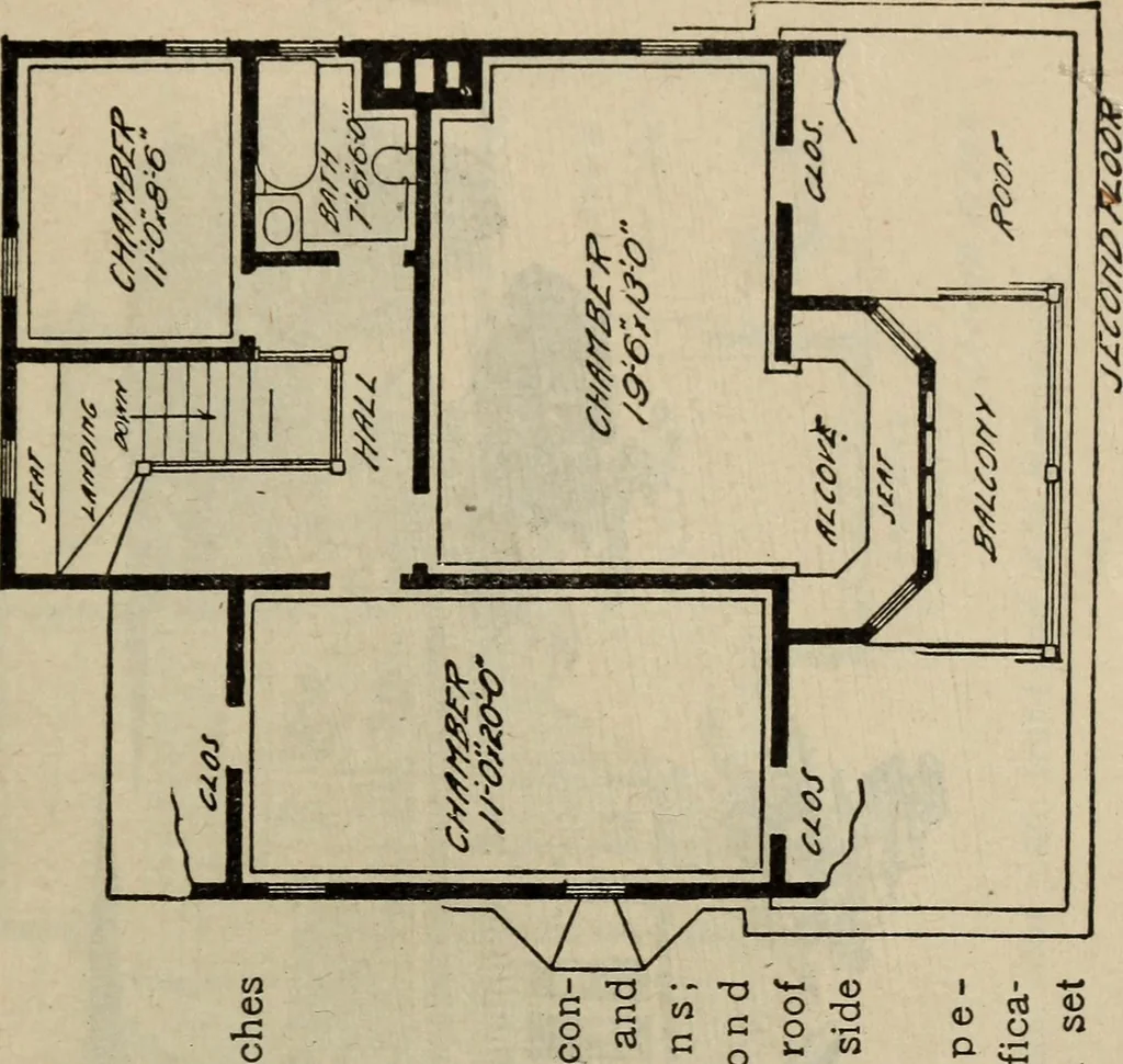 An illustration from Practical bungalows and cottages for town and country, perspective views and floor plans for three hundred low and medium priced houses and bungalows .., 1916, leaf 464