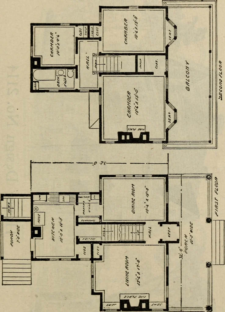 An illustration from Practical bungalows and cottages for town and country, perspective views and floor plans for three hundred low and medium priced houses and bungalows .., 1916, leaf 468